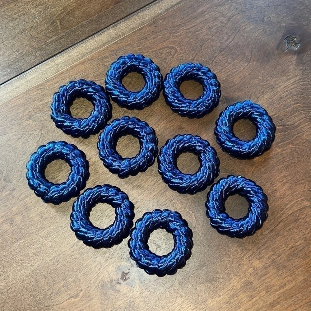Blue Hanukkah & Holiday Napkin Holders Round Thick gorgeous Yarn